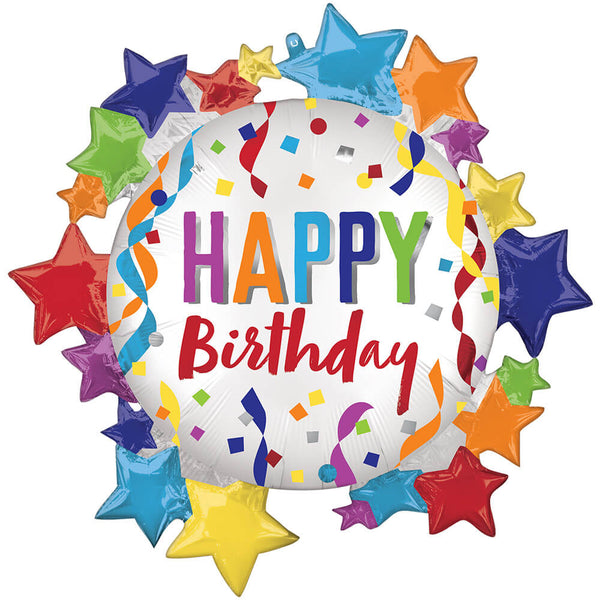 30 inch SATIN HAPPY BIRTHDAY STAR - LA Balloons