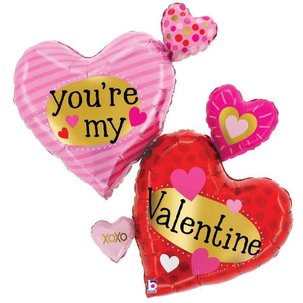30 inch VALENTINE PATTERN MULTI HEARTS - LA Balloons