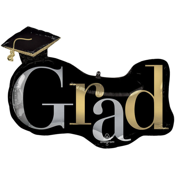 33 inch GRAD CAPS SILVER & GOLD - LA Balloons