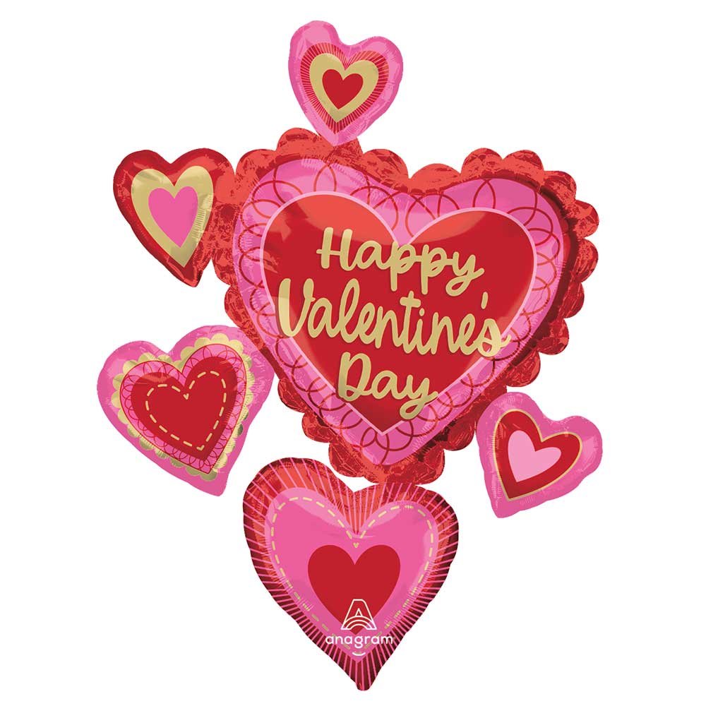 34 inch HAPPY VALENTINE'S DAY SCALLOPED SWEETHEARTS