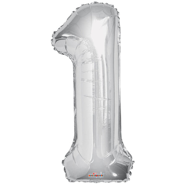 34 inch NUMBER 1 - KALEIDOSCOPE - SILVER - LA Balloons