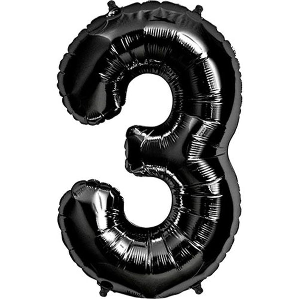34 inch NUMBER 3 - KALEIDOSCOPE - BLACK - LA Balloons