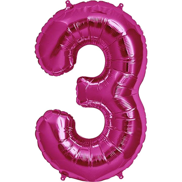 34 inch NUMBER 3 - KALEIDOSCOPE - PINK - LA Balloons