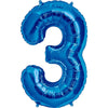 34 inch NUMBER 3 - KALEIDOSCOPE - ROYAL BLUE - LA Balloons