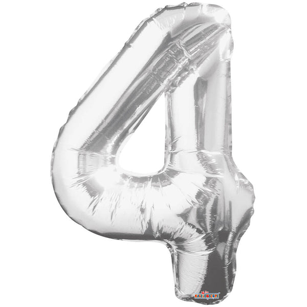 34 inch NUMBER 4 - KALEIDOSCOPE - SILVER - LA Balloons