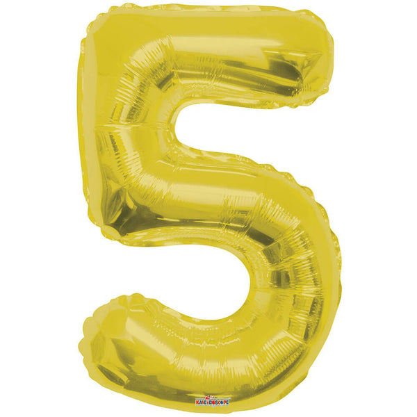 34 inch NUMBER 5 - KALEIDOSCOPE - GOLD - LA Balloons