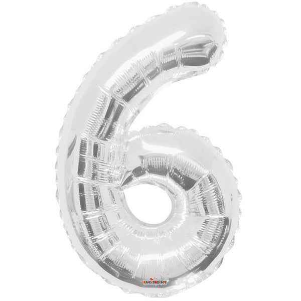34 inch NUMBER 6 - KALEIDOSCOPE - SILVER - LA Balloons