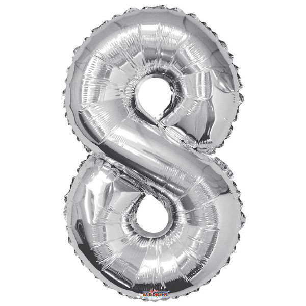 34 inch NUMBER 8 - KALEIDOSCOPE - SILVER - LA Balloons