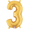 Betallic 14 inch NUMBER 3 - GOLD MEGALOON Foil Balloon 34843GP-B-P