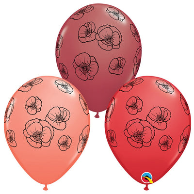 Qualatex 11 inch PRETTY POPPIES Latex Balloons