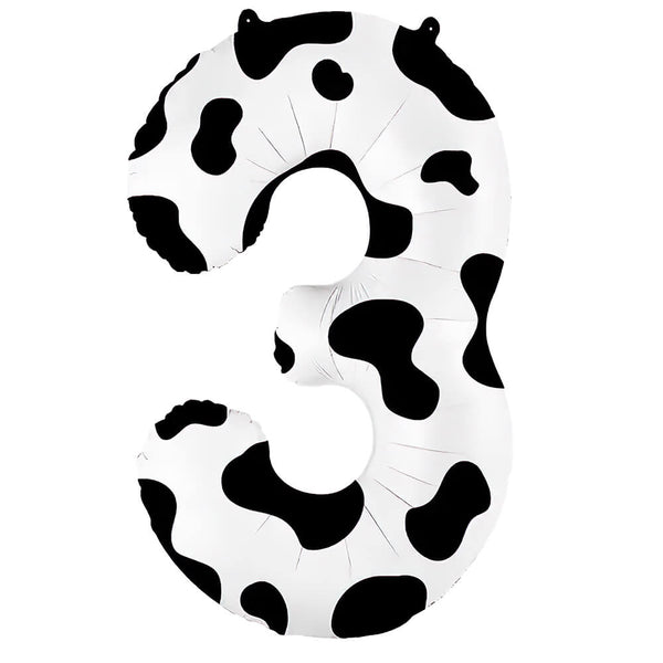36 inch NUMBER 3 - COW PRINT - LA Balloons