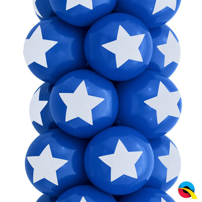 Qualatex 11 inch STAR TOPPRINT - DARK BLUE Latex Balloons