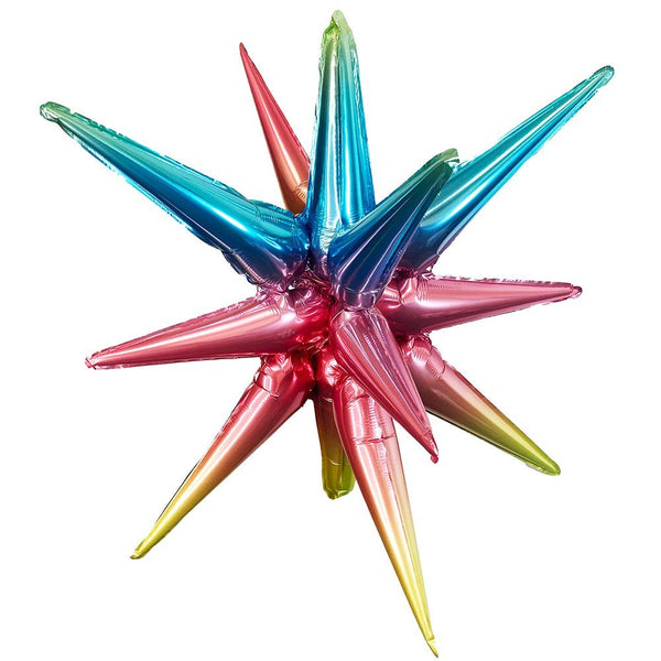 3D STAR - BURST ALL - IN - ONE - METALLIC RAINBOW OMBRE (AIR - FILL ONLY) - LA Balloons