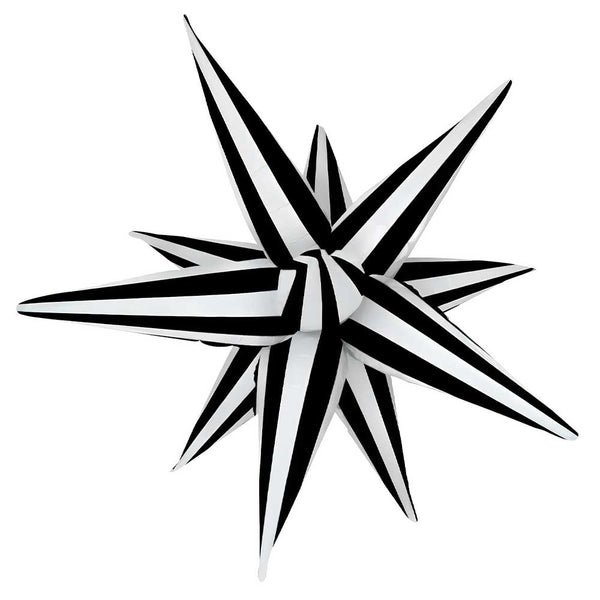 40 inch BLACK & WHITE STRIPED STARBURST (AIR - FILL ONLY) - LA Balloons