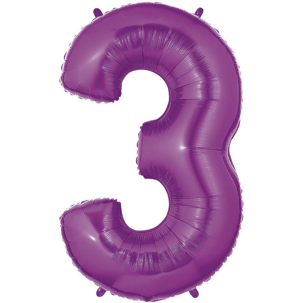 40 inch NUMBER 3 - PURPLE MEGALOON - LA Balloons