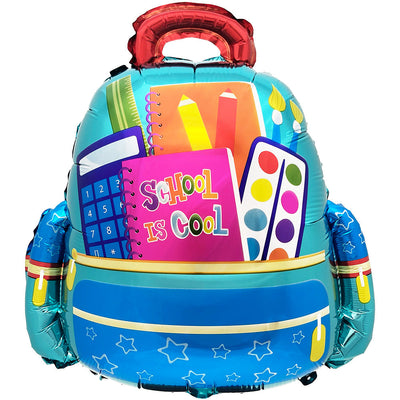 Party Brands 24 inch SCHOOL IS COOL BACKPACK - BLUE Foil Balloon 400797-PB-U