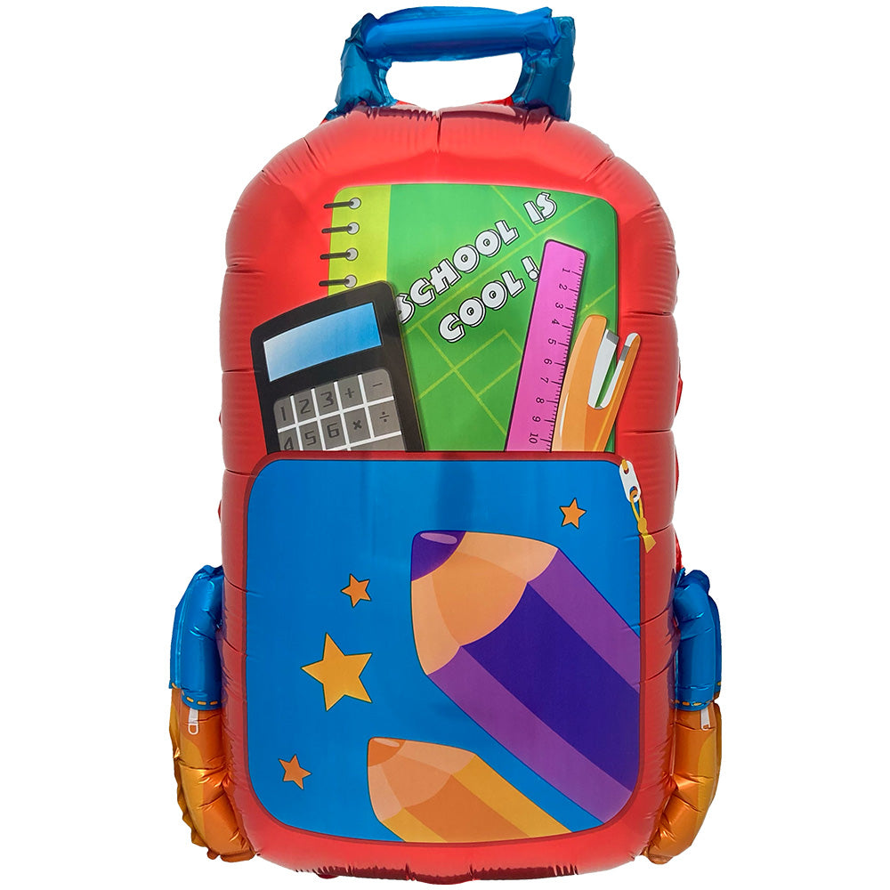 Party Brands 27 inch SCHOOL IS COOL BACKPACK - RED Foil Balloon 400804-PB-U