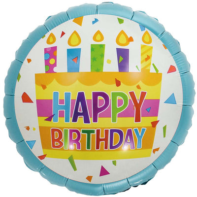 Party Brands 18 inch HAPPY BIRTHDAY CAKE - BLUE Foil Balloon 400807-PB-U