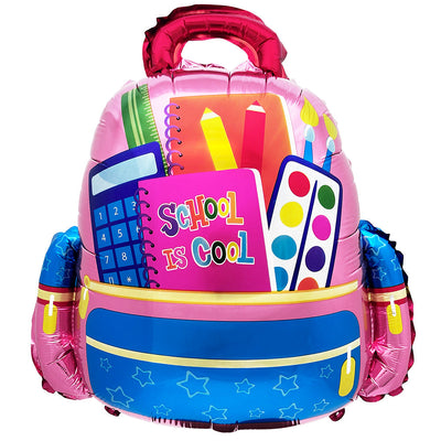 Party Brands 24 inch SCHOOL IS COOL BACKPACK - PINK Foil Balloon 401038-PB-U
