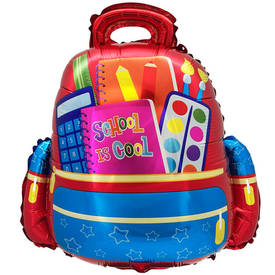Party Brands 24 inch SCHOOL IS COOL BACKPACK - RED Foil Balloon 401039-PB-U