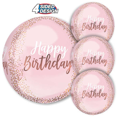 Anagram 15 inch BLUSH BIRTHDAY ORBZ Foil Balloon 41103-01-A-P