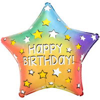 Anagram 18 inch HAPPY BIRTHDAY RAINBOW STAR Foil Balloon 41316-01-A-P