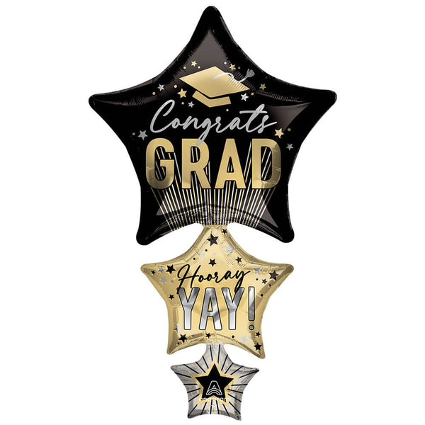 42 inch STRIPES ON STRIPES GRAD STARS - LA Balloons