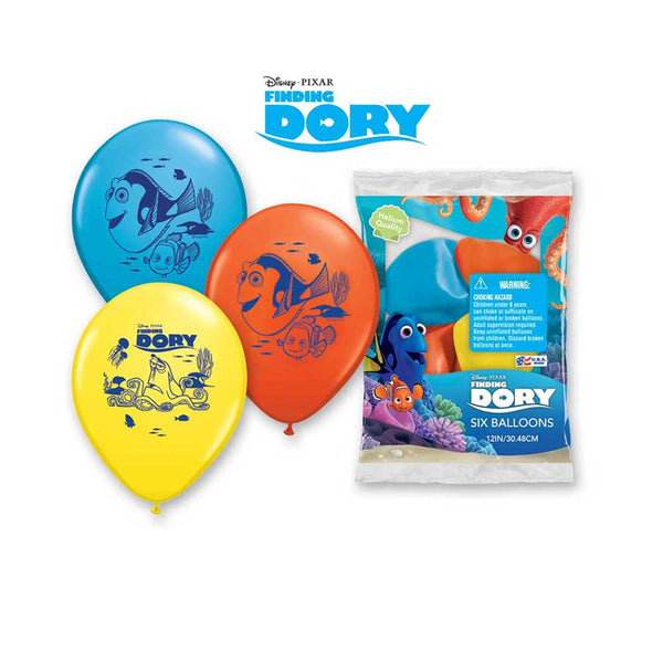 Qualatex 12 inch FINDING DORY (6 PK) Latex Balloons 44893-PP