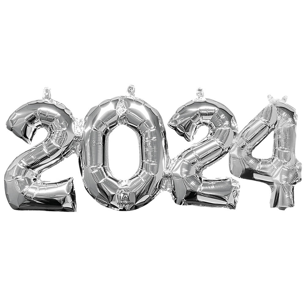Anagram 23 inch 2024 BLOCK PHRASE - SILVER (AIR-FILL ONLY) Foil Balloon 46254-01-A-P