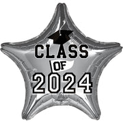 Anagram 18 inch CLASS OF 2024 STAR - SILVER Foil Balloon 46642-02-A-P