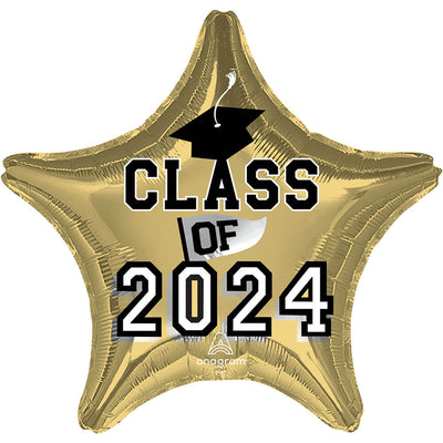 Anagram 18 inch CLASS OF 2024 STAR - WHITE GOLD Foil Balloon 46643-02-A-P