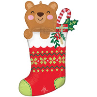 Anagram 43 inch BEARY CHRISTMAS STOCKING Foil Balloon 46926-01-A-P