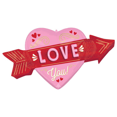 Anagram 42 inch RETRO LOVE ARROW Foil Balloon 47207-01-A-P