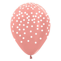 Sempertex 11 inch SEMPERTEX WHITE CONFETTI - METALLIC ROSE GOLD Latex Balloons 53172-B