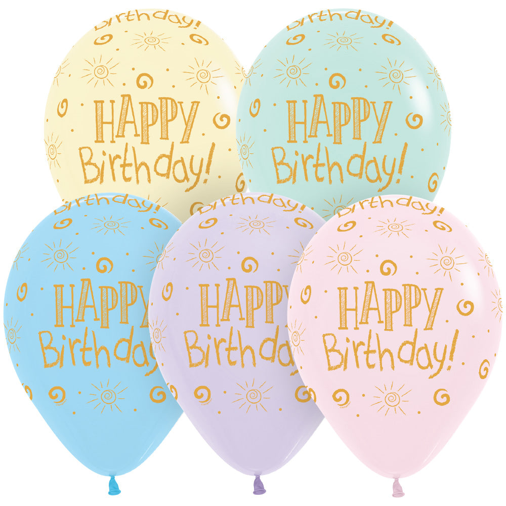 Sempertex 11 inch SEMPERTEX PASTEL GOLD BIRTHDAY Latex Balloons 53302-B