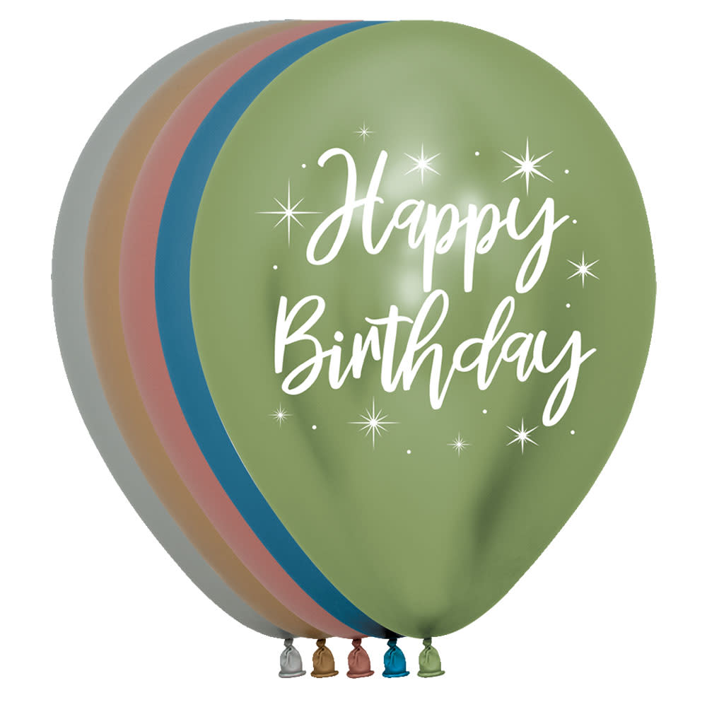 Sempertex 11 inch HAPPY BIRTHDAY REFLEX Latex Balloons 53362-B