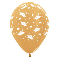 Sempertex 11 inch GRADUATION - METALLIC GOLD Latex Balloons