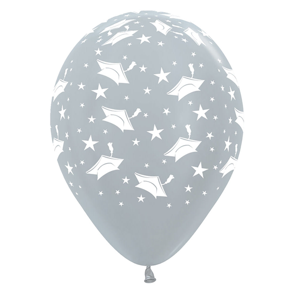 Sempertex 11 inch GRADUATION - METALLIC SILVER Latex Balloons