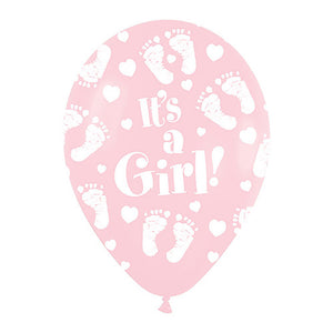 Sempertex 11 inch IT'S A GIRL FOOTPRINT Latex Balloons 53384-B