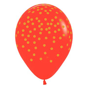 Sempertex 11 inch GOLD CONFETTI - RED Latex Balloons 53574-B