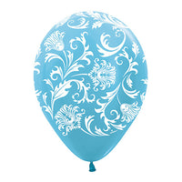 Sempertex 11 inch DAMASK - PEARL CARIBBEAN BLUE Latex Balloons