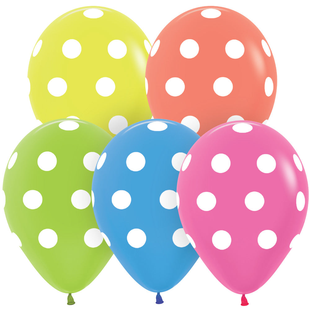 Sempertex 11 inch SEMPERTEX POLKA DOTS - NEON Latex Balloons 53899-B