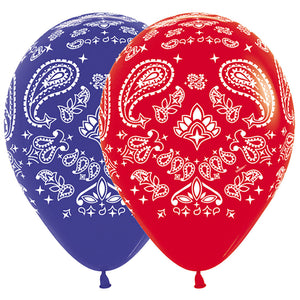 Sempertex 11 inch BANDANA - FASHION RED & ROYAL BLUE Latex Balloons 53931-B