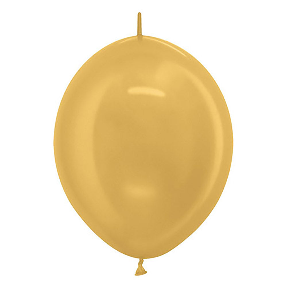 Sempertex 12 inch SEMPERTEX LINK-O-LOON - METALLIC GOLD Latex Balloons 54082-B