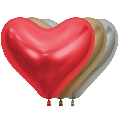 Sempertex 14 inch HEART SHAPE REFLEX ASSORTMENT Latex Balloons 55357-B