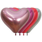 Sempertex 14 inch LOVE HEART SHAPE REFLEX ASSORTMENT Latex Balloons 55358-B