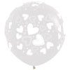 Sempertex 24 inch ASSORTED HEARTS - CRYSTAL CLEAR Latex Balloons 59303-B