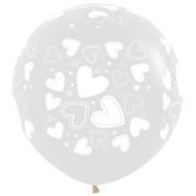 Sempertex 24 inch ASSORTED HEARTS - CRYSTAL CLEAR Latex Balloons 59303-B