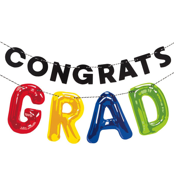 6 foot CONGRATS GRAD PAPER LETTER BANNER (2 PK) - LA Balloons