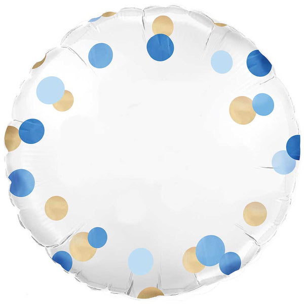 18 inch BLUE GOLD CONFETTI NO MESSAGE METALLIC
